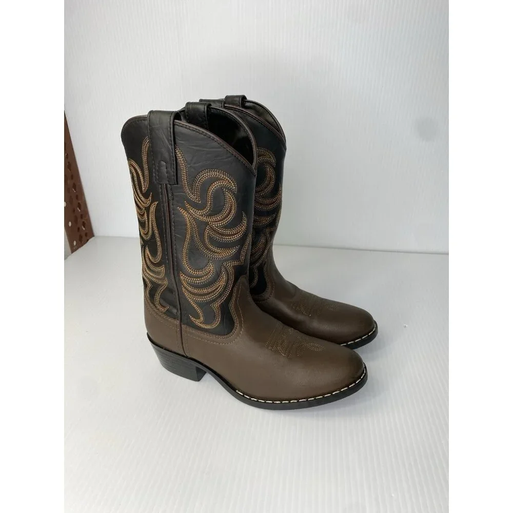 Smoky Mountain Western Boots Boys Size 4 Monterey Leather Brown Black 1575C